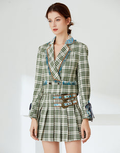 "Buckle up" green check two piece set