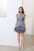 Load image into Gallery viewer, &#39;Blissful Blue floral&#39; short sleeve mini dress