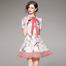 Load image into Gallery viewer, Birds in the trees mini dress with tie