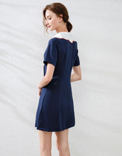 Load image into Gallery viewer, Navy strawberry collar mini dress
