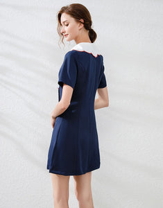Navy strawberry collar mini dress