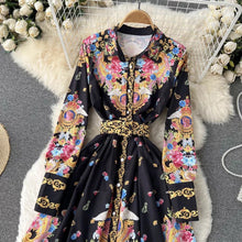 Load image into Gallery viewer, Grand floral midi dress with belt (sample)