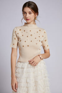 Knitted embellished top and tiered ruffle skirt set *comes in 3 colours*