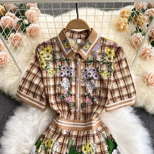 Load image into Gallery viewer, Check pattern with florals mini dress