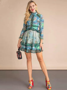 Patchwork floral and lace dress