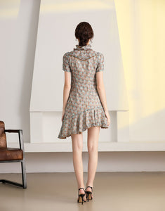 Flowerdrop asymmetric mini dress
