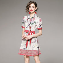 Load image into Gallery viewer, Birds in the trees mini dress with tie