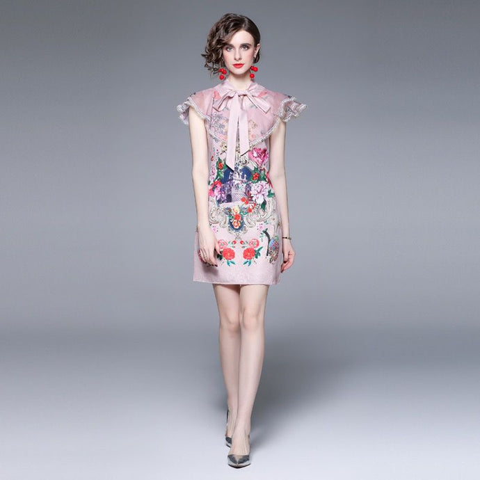 Castle on the hill with roses & bow mini dress