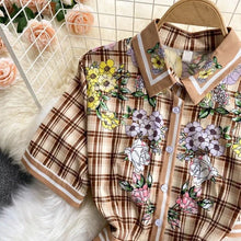 Load image into Gallery viewer, Check pattern with florals mini dress