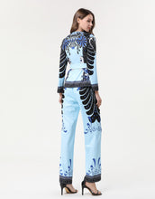 Load image into Gallery viewer, Light blue “All Hail” tropical leaf print two piece SAMPLE