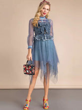 Load image into Gallery viewer, Blue denim bralette tulle dress