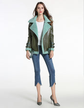 Load image into Gallery viewer, Oversized khaki and teal aviator jacket SAMPLE