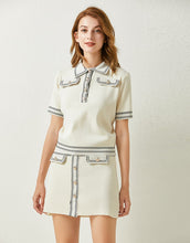 Load image into Gallery viewer, Black and white cubed tennis knitted twosie set