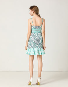 Turquoise square neck strappy dress  sample sale