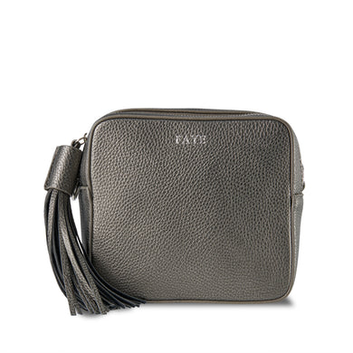 Gunmetal Grey Vegan Leather Cross Body Bag ThreeSixFive