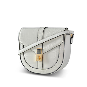 NEW! White Croc Gem Cross Body Bag ThreeSixFive