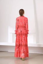 Load image into Gallery viewer, Fluorescent coral high neck maxi dress
