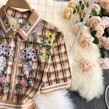 Load image into Gallery viewer, Check pattern with florals mini dress