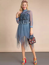 Load image into Gallery viewer, Blue denim bralette tulle dress