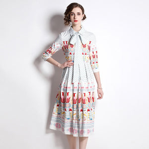 Tiptoe through the tulips midi dress with belt