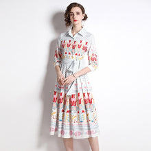 Load image into Gallery viewer, Tiptoe through the tulips midi dress with belt