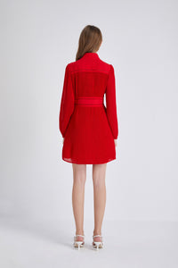 Crimson button up mini dress