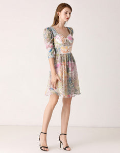 Multi print floral mini dress Sample sale