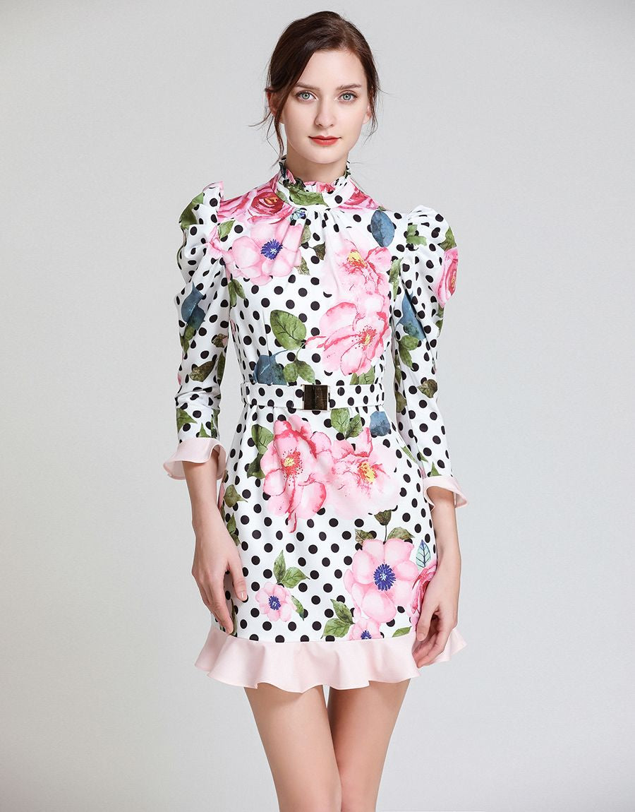 Dot To Dot Rose Mini Dress – Comino Couture