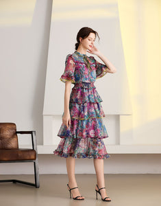 'The Wildflower' short sleeve tiered midi dress