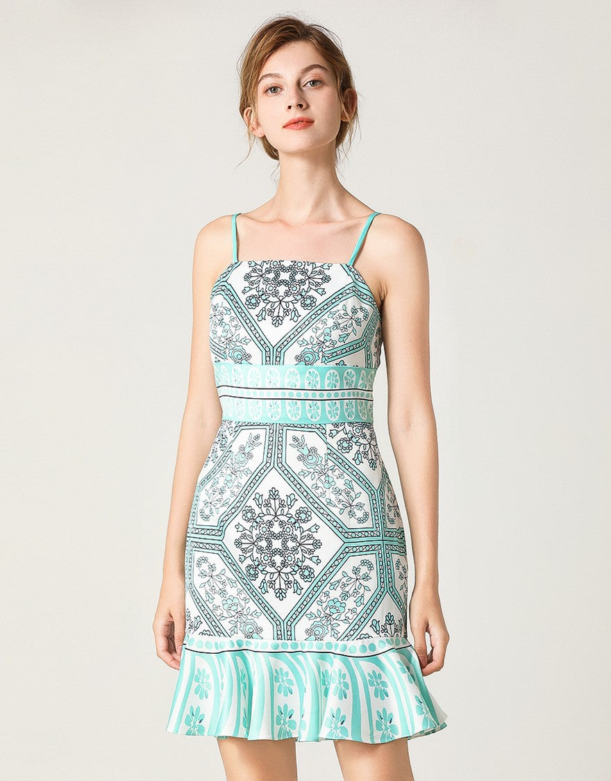 Turquoise square neck strappy dress  sample sale