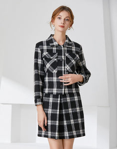 Black and white check two piece set