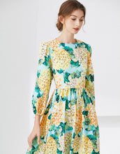 Load image into Gallery viewer, Yellow hydrangea midi dress *WAS £145*