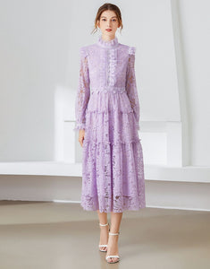Lilac Lavender lace Midi dress