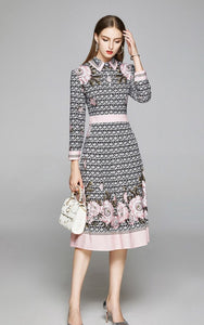 Circle Pattern Floral Printed Dress