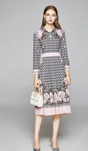 Circle Pattern Floral Printed Dress