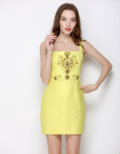 Load image into Gallery viewer, Sunshine Embellished Strappy Mini Dress