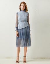 Load image into Gallery viewer, Dainty Blue knitted vest and Sheer pleated dress *WAS £75*