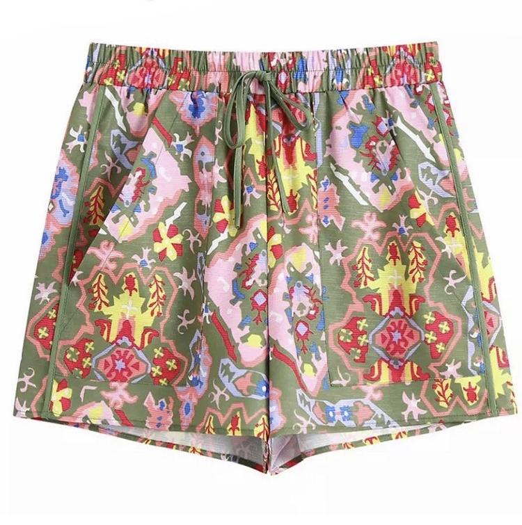 Abstract Retro patterned runner shorts sample sale