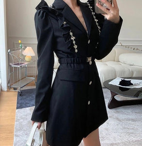 Drip with diamante black blazer dress