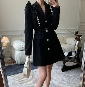 Drip with diamante black blazer dress