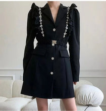 Load image into Gallery viewer, Drip with diamante black blazer dress