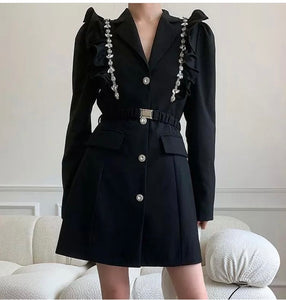 Drip with diamante black blazer dress