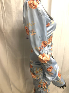 Blue flower two piece set sample sale
