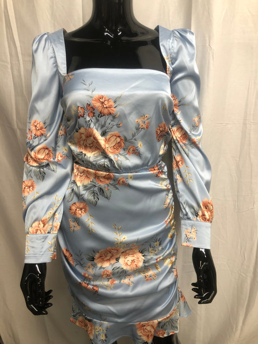 Blue flower two piece set sample sale