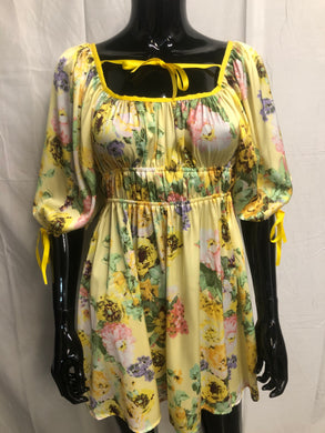 Lemon floral mini dress size small  NOW £35