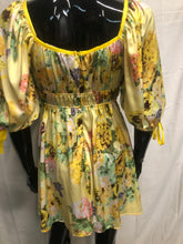 Load image into Gallery viewer, Lemon floral mini dress size small  NOW £35