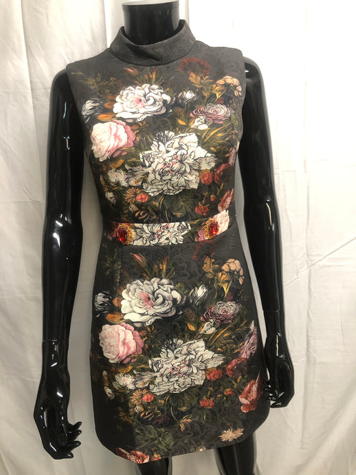 Black floral high neck sleeveless dress   NOW £35