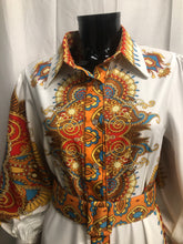 Load image into Gallery viewer, burnt orange patterned dress with belt  sample sale