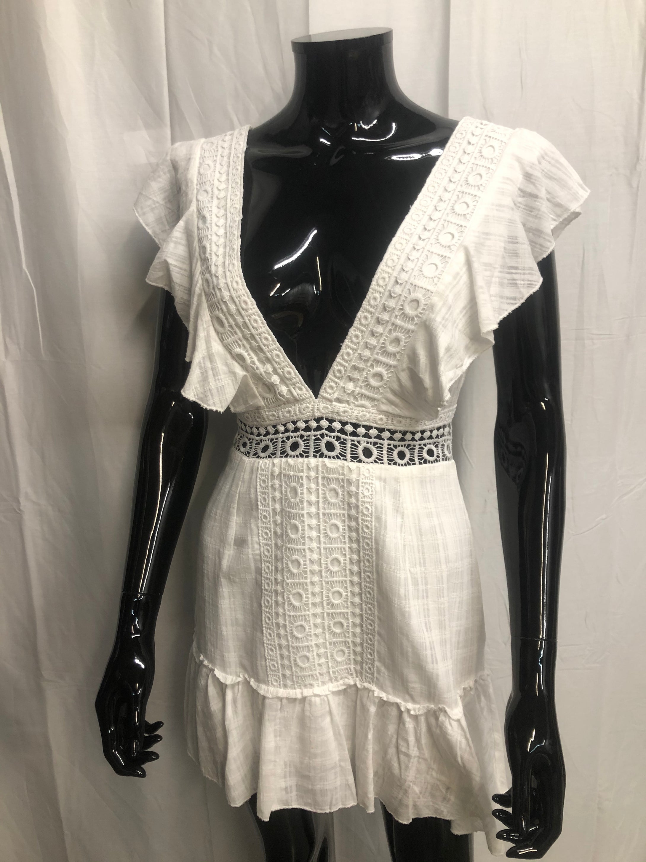 white v neck dress sample sale