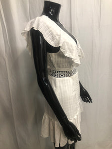 white v neck dress sample sale